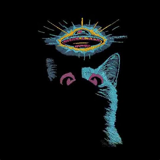 UFO Cat Embroidery Design | Sci-fi Alien Theme | for Jackets, Bags, Apparel | Digital Download | Neon Stitch Art | Dst, Pes, Pec, Exp, Vp3 - Etsy UK