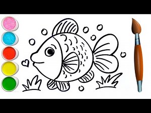 Fish drawing step by step for beginners | Coloring & painting | Toddlers drawing | Kids Drawing
