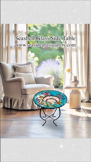 Sensational Seashell Glass Side Table – 12″ Diameter Top