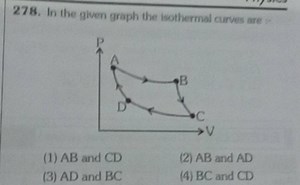 In the given graph the isothermal curves are :-(1) A B and C D... | Filo