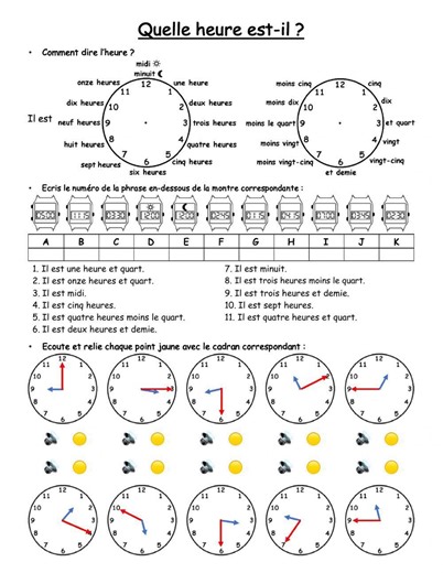 Quelle heure est-il ? interactive worksheet