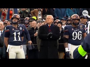 Trump at 2025 Army-Navy football game: See the president watch coin toss, flyover & national anthem
