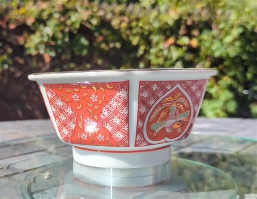 JAPANESE KUTANI WARE Orange & White 5.5" Octagonal Bowl - Etsy