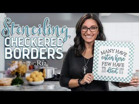 Paint a Checkered Border Using Pattern Stencils | Stencil Basics | DIY Kitchen Decor | Drop Shadow