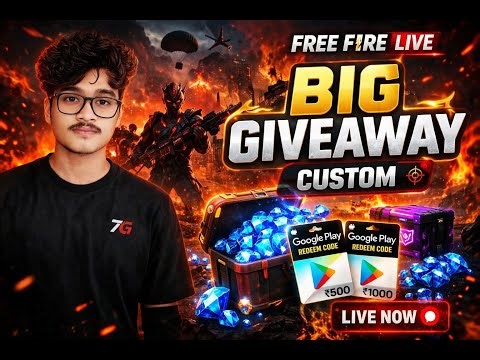FREE FIRE LIVE 🔴 | BIG GIVEAWAY CUSTOM ROOM 💎 | Google Play Redeem Code 🎁 | WIN REAL REWARDSFREE