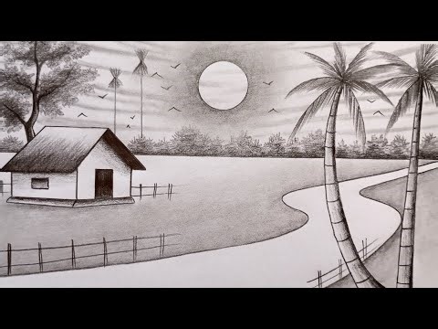 Drawing Tutorial for beginners | How to draw Nature scenery with pencil |Nature Scenery drawing easy