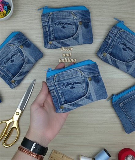 I find a use for every wallet I make from recycled denim jeans. | Decor And Knitting