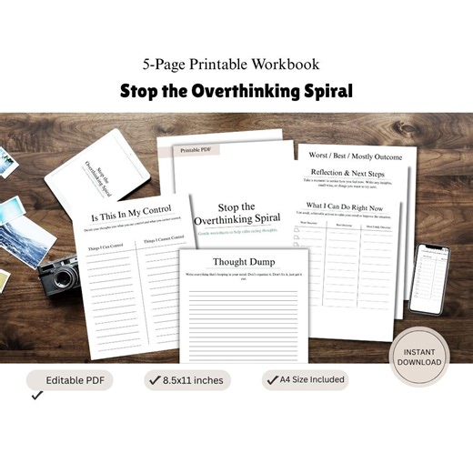 Overthinking Workbook | Thought Dump, Reality Check (printable PDF) - Etsy