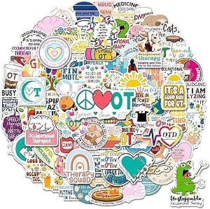 YTSQLER Occupational Therapy Stickers 200 PCS OT Stickers Bulk for Laptop Binders Water Bottle Occupational Therapist Gifts for Women Students Coworkers Adults