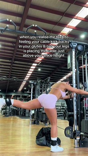 Feel Cable Kickbacks in Your GLUTES With This Trick 🍑🔥 #GluteWorkout #CableKickbacks #GymTips