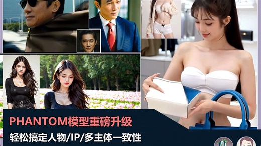 Phantom模型重磅升级(14B)，轻松搞定人物/IP/多主体一致性！