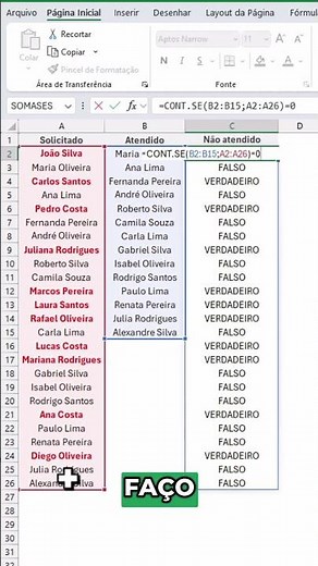 Como comparar listas com nomes ausentes no Excel #excelavancado #microsoft365 #excelbr