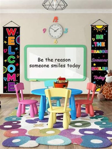 2 PCS Colourful Welcome Banner Door Decorations Back ToSchool Banner Classroom Supplies Teachers First Day OfSchool Office Bulletin Boards | SHEIN