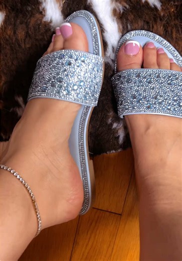 Beautiful Rhinestone Flip Flops with Squishy Soles
