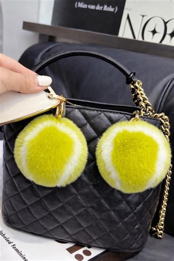 Fluffy Tennis Ball Bag Charm Keychain, Sporty Plush Racket Accessory Gift - Etsy