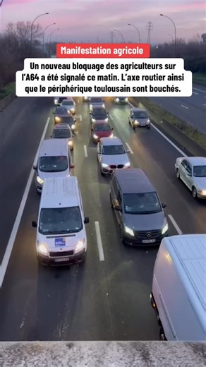 La Dépêche du Midi on Instagram: "Depuis 6 heures ce matin, un nouveau blocage a été signalé sur l’A64, à hauteur de la bifurcation avec le périphérique de Toulouse. Plusieurs tracteurs avaient réussi à entrer dans Toulouse cette nuit, ils ont été délogés par les forces de l’ordre."