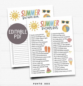 Summer Bucket List Printable for Kids – Editable & Pre-filled Versions – Fun Family Activities Checklist – Instant Download PDF - Etsy
