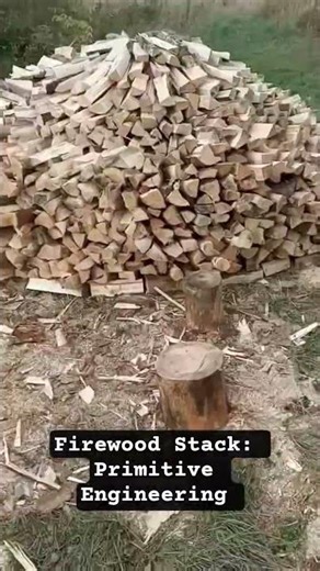 Firewood Stack Primitive Engineering | 薪割りの美学 #firewood #firewoodstove #woodworking #survivallife