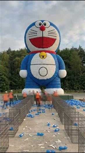 Fast time lapse video of bottles turns in to Doraemon l figure #shorts #viral #trending #anime
