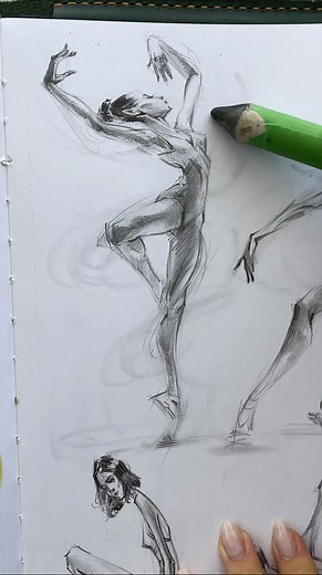 ᴊᴇss ᴋᴀʀᴘ on Instagram: "Blending stump >>> Falling in love with practicing figures in action. Such a beautiful challenge to capture motion in a drawing and bring life to your figures. Life long journey of learning and I am here for it! 🩰 Fun fact: I started dancing ballet when I was 5 years old and then dancing ballroom professionally for 10+ years. 💛 I sense a dance artwork series coming🤭 — #artistsoninstagram #sketchbook #ballerina #ballet #dance #live #drawing #art #draw #doodle #draw #pa