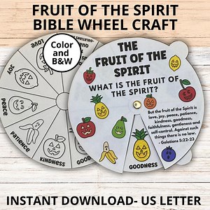 Fruit of the Spirit Bible Wheel Craft Printable, Sunday School Coloring Craft for Kids, Children's Church Galatians 5:22-23 Lesson Craft - Etsy
