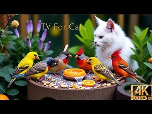Pretty Birds & Squirrels 😺 Cat TV for Cats to Watch 🐦 4K HDR Bird Videos