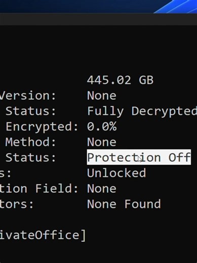 Check BitLocker Status in Windows 11 Using CMD 🔒! Learn how to check BitLocker status in Windows 11 using Command Prompt. Command: manage-bde -status #Windows11 #BitLocker #CMD #TechTips #fyp 🎙️ Was BitLocker ON or OFF on your PC? Comment below and follow for more Windows 11 tips!