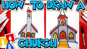 How To Draw A Snowy Church With Bell - Art For Kids Hub -