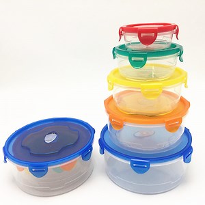 [Hot Item] Round Plastic Food Storage Airtight Nested Plastic Containers with Locking Lids (Set of 5)