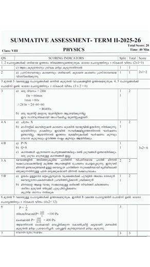 X'Mas Examination Class 8 Physics Answer Key (MM) 2025-26 #answerkey2025#scert #class8physics #exam