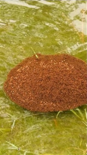 Drop a clump of 100,000 fire ants in a pond of water – or flood a huge area of Texas that’s infested with fire ants and drive them out of their nests in large groups. In minutes, the clump will flatten and spread into a circular pancake that can float for weeks without drowning the ants 🐜 #DailyHighlight #Viral #Animal #Fact #AI | Daily Highlight