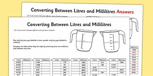 Converting Between Millilitres and Litres Worksheet