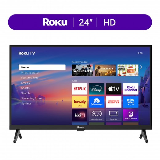 Roku Smart TV 2025 – 24-Inch Select Series, 720p HD TV – Roku TV with Voice Remote
