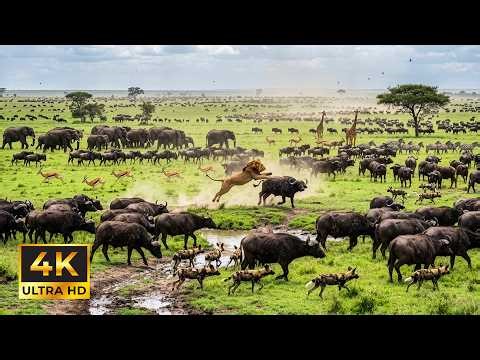 4K African Wildlife: Serengeti National Park, Tanzania - Scenic Wildlife Film With Real Sounds