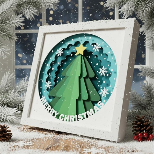 Christmas Tree Shadow Box SVG, 3D Layered Papercraft for Cricut, Merry Christmas Light Box, DIY Holiday Decor, Glowforge Laser Cut File - Etsy Canada
