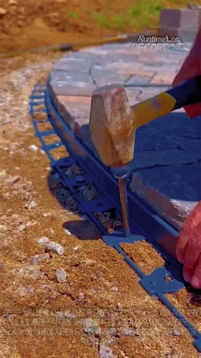 보도블록이 절대 벌어지지 않는 경계재 고정의 완벽한 핏 #worker #process #hardscaping #paving #diyart