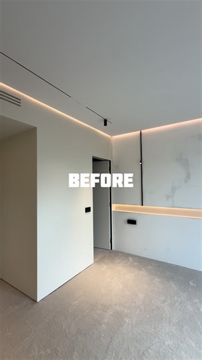 C2 ATELIER - INTERIOR DESIGN | ARCHITECTURE on Instagram: "LUSH MOOD | BEFORE & AFTER | BEDROOM DESIGN | BUCHAREST | C2 ATELIER Design: @c2.atelier Location: Bucharest, Romania Year: 2025 This before & after shows how a space can completely shift with clarity and balance. From an empty room to a calm and sculptural bedroom, every element was chosen for texture, tone, and proportion. Vertical wood slats, neutral layers, and soft materials set the mood. A low bed anchors the space, while marble, l