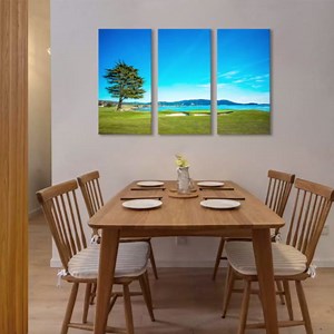 chenchenArt Pebble Beach Golf Course 18th Hole Wall Decor Golf Course Canvas Wall Art for Living Room Bedroom Home Decorations Paintings Canvas Modern Artwork Framed Ready to Hang(20''W x 40''H x3)