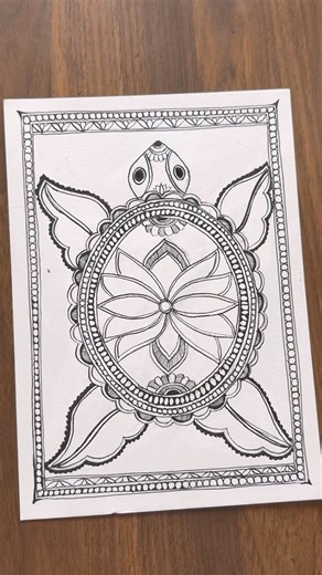 Madhubani Tortoise Painting 🐢 |Indian Folkart #shorts#madhubaniart#indianfolkart#painting#artshorts