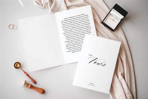 Wedding Vow Book Template, His and Hers Vows Booklet Covers, Minimal Ceremony Book Design - Etsy