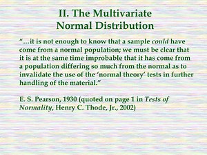 II. The Multivariate Normal Distribution - SlideServe
