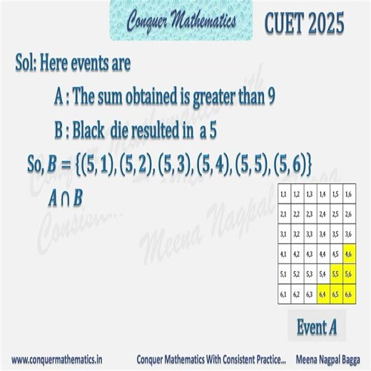 Class 12 Mathematics - PROBABILITY - MCQs - PYQs - CUET 2025 - CBSE - XII-PR-23 #math