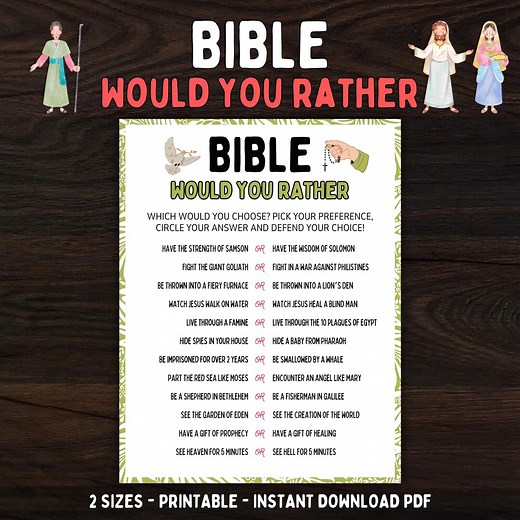 Printable Bible Game: Would You Rather - Church Activity (PDF) - Etsy