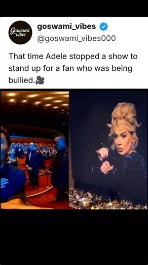 goswami_vibes on Instagram: "During her Weekends with Adele residency in Las Vegas in August 2023, Adele famously halted her performance of "Water Under the Bridge" to defend a young fan, Juan Pablo, who was being repeatedly confronted by security and fellow audience members. The fan had been standing and singing enthusiastically throughout the set, which prompted security guards to ask him to sit down after complaints from other guests sitting behind. Spotting the tension from the stage, Adele