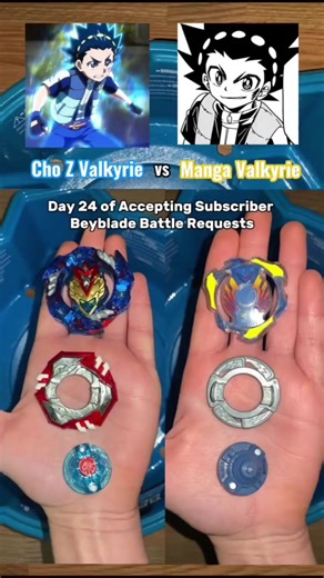 Відповідь користувачу @open bro Day 24 of Accepting Subscriber Beyblade Battle Requests: Cho Z Valkyrie vs Manga Valkyrie 💥 #beyblade #beybladeburst #nostalgic #fyp #battle