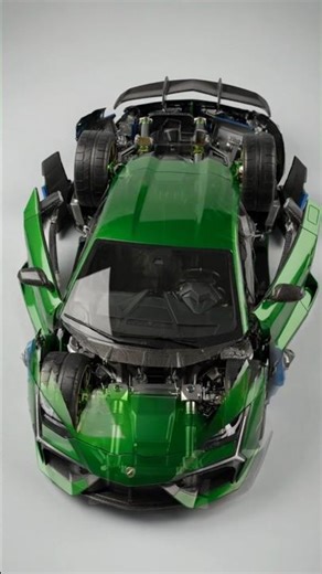 Green Lamborghini Transforms from Cube 🤯 Satisfying Mechanical Transformation