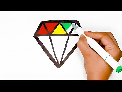 How to draw a diamond and coloring- Diamond drawing- diamond
