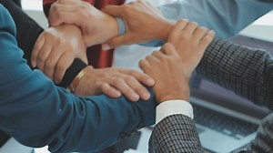 Download Team of business people working together in the meeting room office, teamwork background charts and graphs banner, double exposure successful teamwork,business planning concept. for free