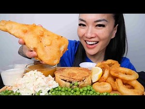 CHICKEN PIE + FRIED FISH AND ONION RINGS (ASMR EATING SOUNDS) LIGHT WHIPSERS | SAS-ASMR