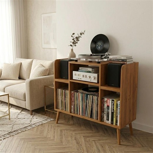 Large Turntable Stand Vinyl Record Storage MDF Media Console Hifi Cabinet Record Player Stand Mid Century Vinyl Storage Audio Rack - Etsy UK